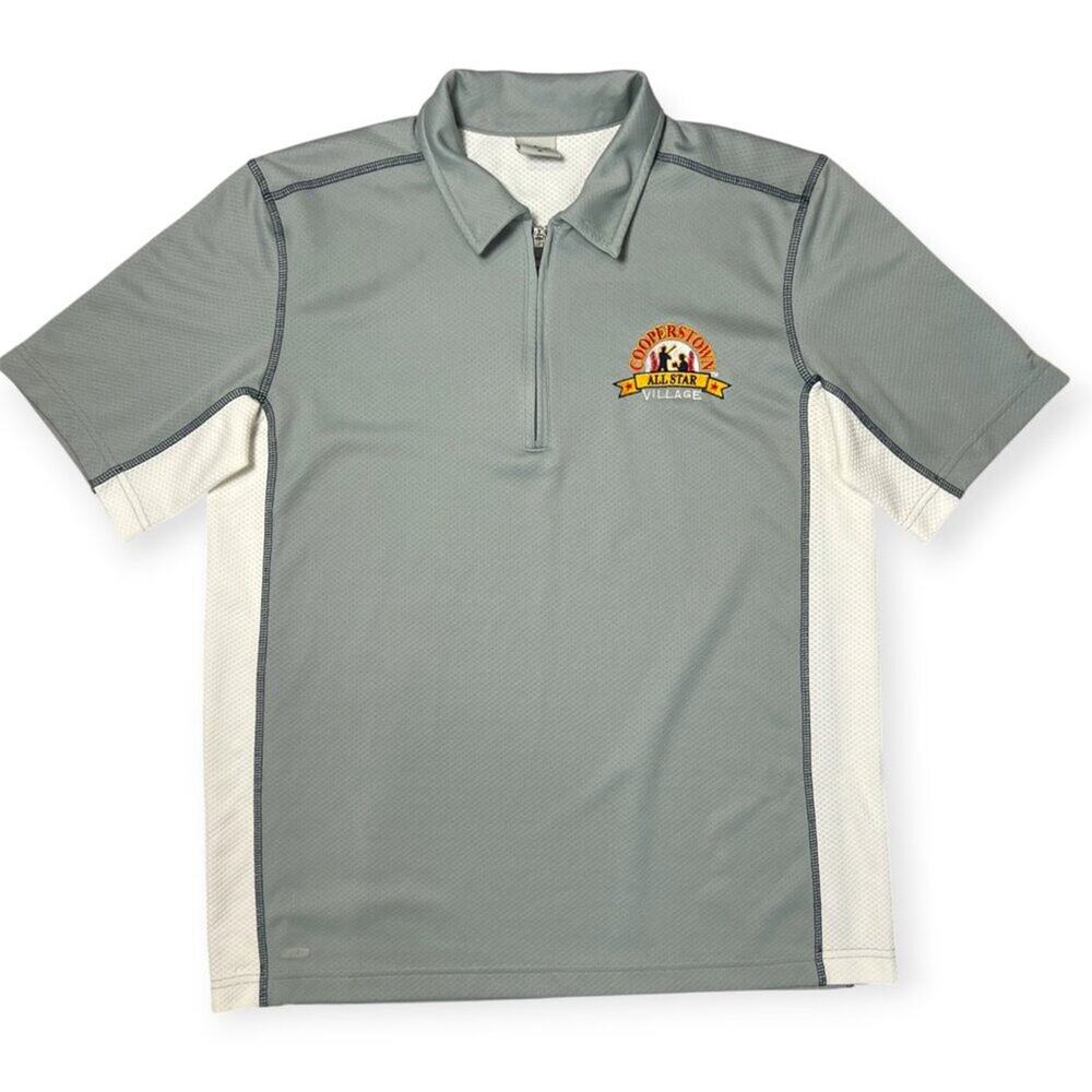 Alo Cooperstown Coolfit 1/4 Zip Polo SIZE M Gray White Activewear